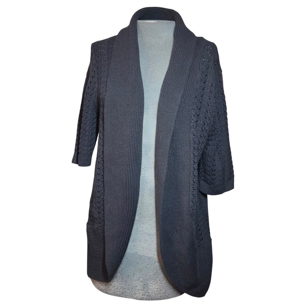 Gray Open Front Cardigan Sweater Size Large